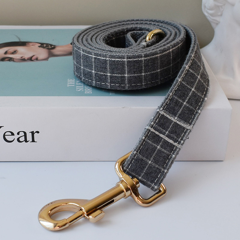 Άνετο και ανθεκτικό γκρι καρό γιακά σκύλου και λουρί σκύλου για pitbull bull terrier Rottweiler γερμανική ελεύθερη χάραξη Grid 03