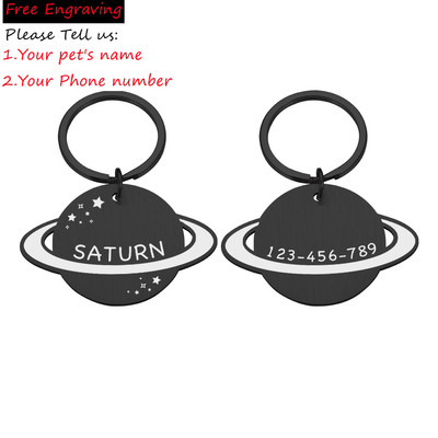 Etichete de identificare pentru animale de companie Accesorii pentru zgarda pentru animale de companie Planetă Pisică Etichete de nume pentru câini Etichetă de identificare personalizată Pandantiv Personalizat Gravat gratuit Anti-pierdere