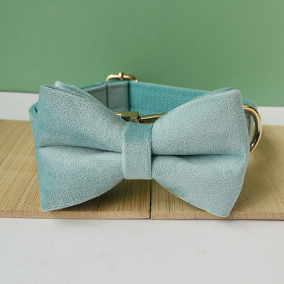 Πράσινο κολάρο, εξατομικευμένο βελούδινο ύφασμα ποιότητας για μικρό, μεσαίο μεγάλο σκύλο, προσαρμοσμένα μεταλλικά εξαρτήματα φανελέτα κατοικίδιων αξεσουάρ29