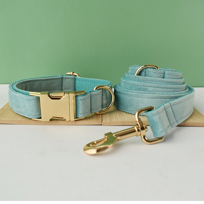 Πράσινο κολάρο, εξατομικευμένο βελούδινο ύφασμα ποιότητας για μικρό, μεσαίο μεγάλο σκύλο, προσαρμοσμένα μεταλλικά εξαρτήματα φανελέτα κατοικίδιων αξεσουάρ29