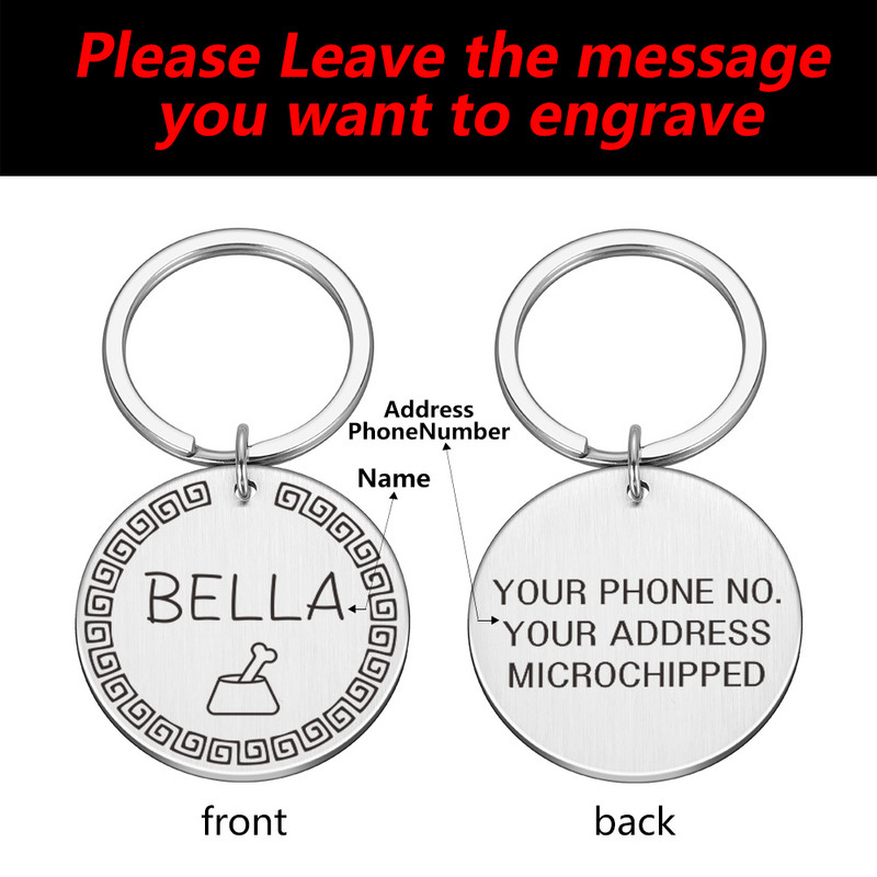 Ετικέτες ταυτότητας κατοικίδιων εξατομικευμένες ετικέτες γάτας σκύλου Χαραγμένες ετικέτες γάτα σκύλος Κουτάβι Όνομα ταυτότητας κατοικίδιου Κολάρο Ετικέτα Κρεμαστό Αξεσουάρ κατοικίδιων Κρεμαστό Ετικέτες σκύλου