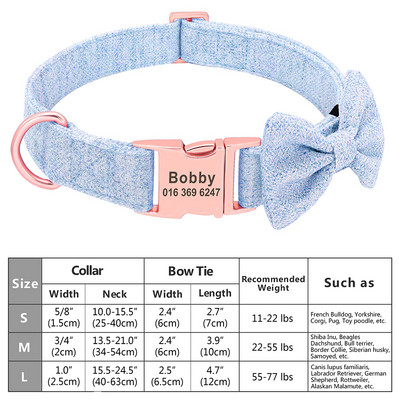 Guler personalizat pentru câini, din nailon, cu papion, cu cataramă pentru câini, etichetă cu nume cu gravură gratuită anti-pierdere. Papion drăguț, flori, accesorii pentru animale de companie