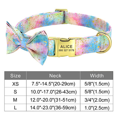 Guler personalizat pentru câini, din nailon, cu papion, cu cataramă pentru câini, etichetă cu nume cu gravură gratuită anti-pierdere. Papion drăguț, flori, accesorii pentru animale de companie