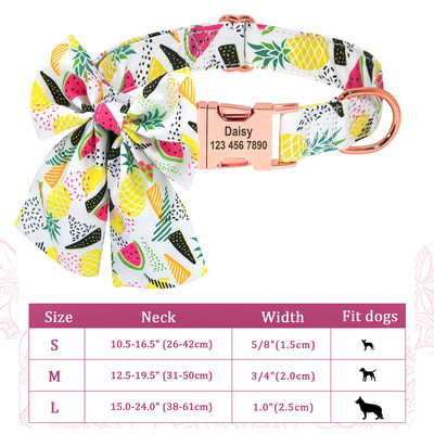 Guler personalizat pentru câini, din nailon, cu papion, cu cataramă pentru câini, etichetă cu nume cu gravură gratuită anti-pierdere. Papion drăguț, flori, accesorii pentru animale de companie