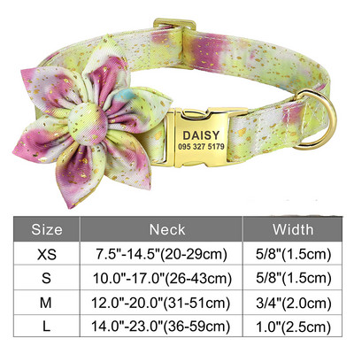 Guler personalizat pentru câini, din nailon, cu papion, cu cataramă pentru câini, etichetă cu nume cu gravură gratuită anti-pierdere. Papion drăguț, flori, accesorii pentru animale de companie