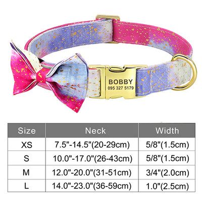 Guler personalizat pentru câini, din nailon, cu papion, cu cataramă pentru câini, etichetă cu nume cu gravură gratuită anti-pierdere. Papion drăguț, flori, accesorii pentru animale de companie