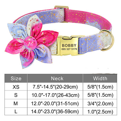 Guler personalizat pentru câini, din nailon, cu papion, cu cataramă pentru câini, etichetă cu nume cu gravură gratuită anti-pierdere. Papion drăguț, flori, accesorii pentru animale de companie
