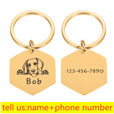 Personalizirana ogrlica za pse Ugravirana identifikacijska oznaka kućnog ljubimca Dodaci za mačke Prilagođene ogrlice za štene, mačića, privjesak Ključ s draguljima Oznake protiv gubitka