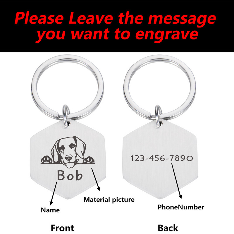 Personalizirana ogrlica za pse Ugravirana identifikacijska oznaka kućnog ljubimca Dodaci za mačke Prilagođene ogrlice za štene, mačića, privjesak Ključ s draguljima Oznake protiv gubitka