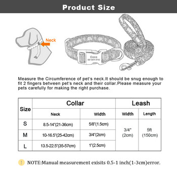 Персонализиран нашийник за домашни любимци Найлонова каишка Персонализирани нашийници с катарама за кучета ID Табела с име Домашни любимци Водещо въже за малки, средни големи кучета Мопс