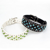 Guler de câine cu strasuri noi consumabile punk pentru câini 5 cm lățime din piele Guler mare pentru câini Accesorii pentru câini