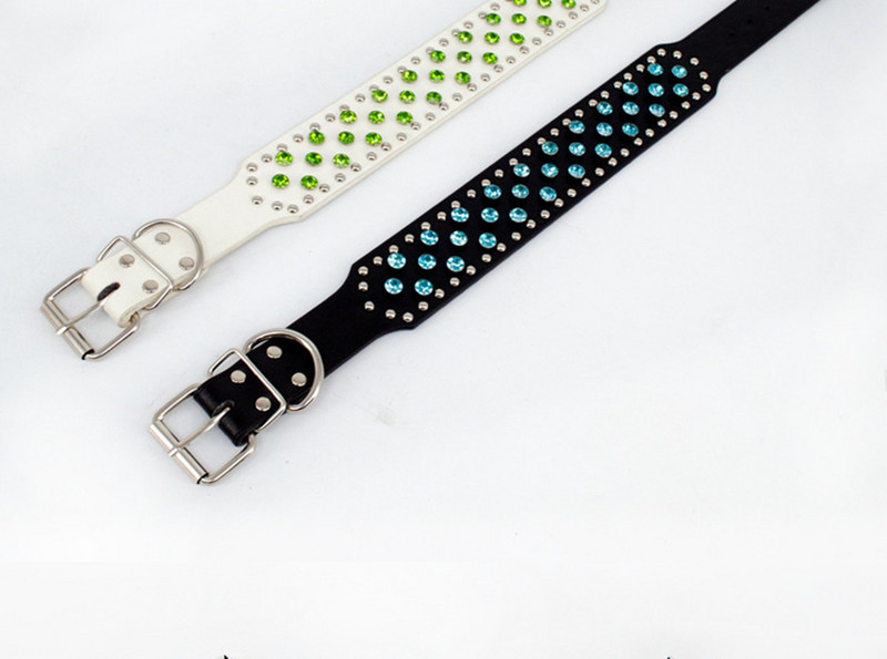 Guler de câine cu strasuri noi consumabile punk pentru câini 5 cm lățime din piele Guler mare pentru câini Accesorii pentru câini
