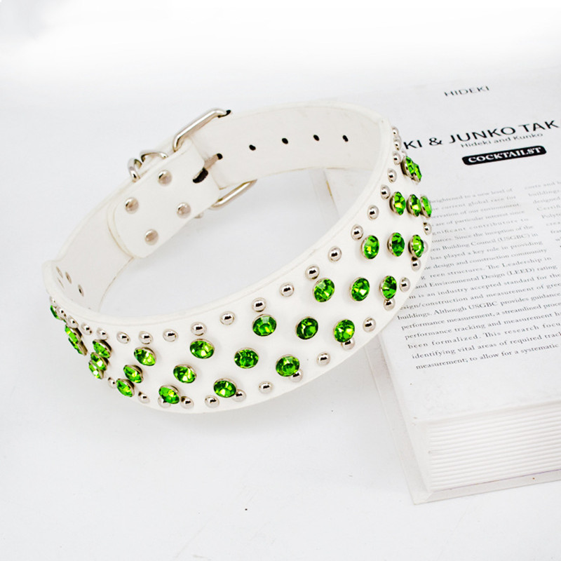 Guler de câine cu strasuri noi consumabile punk pentru câini 5 cm lățime din piele Guler mare pentru câini Accesorii pentru câini