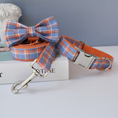 Ogrlica za pse Luksuzni dizajnerski set uzica za kućne ljubimce Gratis gravirana mašna Pojas za pseći vrat Dodaci za mačke Božićna ogrlica za pse Mašna rešetka 09