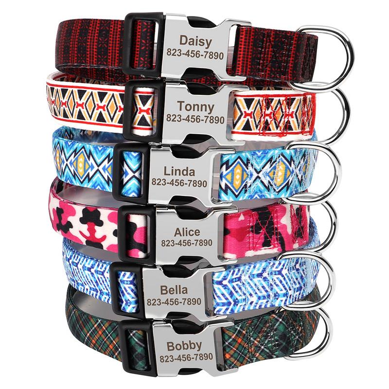 Colier  de a câinilor, zgarda reglabilă din nailon pentru animale de companie, cataramă de identificare, colier anti-pierdere pentru câini pentru câini mici, mijlocii mari