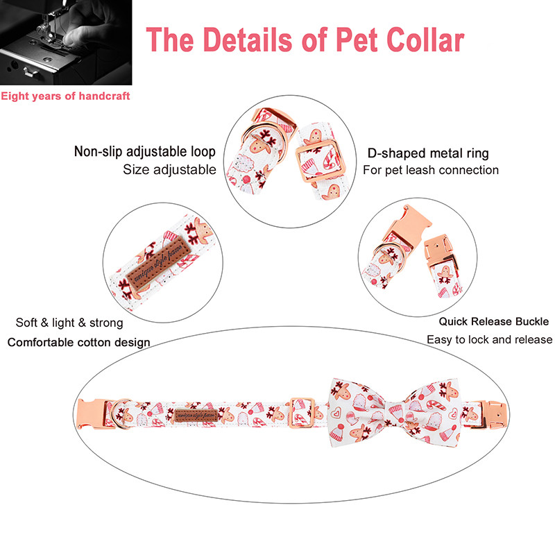 Guler de câine de Crăciun personalizat cu labele în stil unic cu fundă Guler de câine de Moș Crăciun Colier drăguț pentru cățeluș pentru câine mare, mijlociu mic