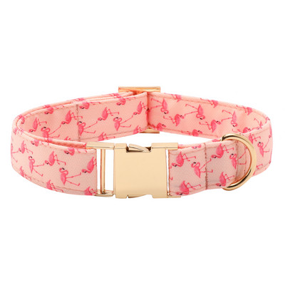 Εξατομικευμένο σετ ζώνης με παπιγιόν για κολάρο σκύλου Μεσαίο μέγεθος ζώνης Flamingo βελούδινο γιακά σκύλου Προσαρμοσμένο αναγνωριστικό σκύλου για κατοικίδιο