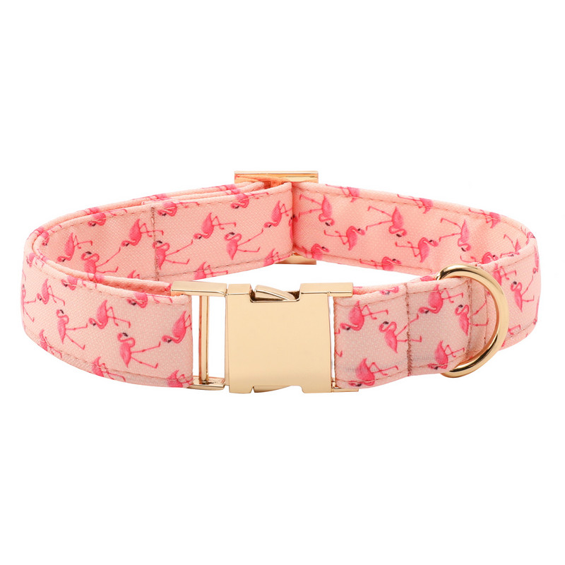 Εξατομικευμένο σετ ζώνης με παπιγιόν για κολάρο σκύλου Μεσαίο μέγεθος ζώνης Flamingo βελούδινο γιακά σκύλου Προσαρμοσμένο αναγνωριστικό σκύλου για κατοικίδιο