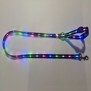 Домашно куче LED светеща каишка USB акумулаторна PVC с лента Светеща каишка за домашни любимци Светеща каишка за кученца за нощно разходка на кучета