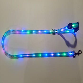 Домашно куче LED светеща каишка USB акумулаторна PVC с лента Светеща каишка за домашни любимци Светеща каишка за кученца за нощно разходка на кучета