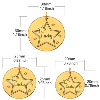 Гравирани етикети за кучета от неръждаема стомана за котка, коте, аксесоари за нашийник за кученца Персонализиран етикет за домашни любимци Персонализиран етикет за куче ID Табелка с име