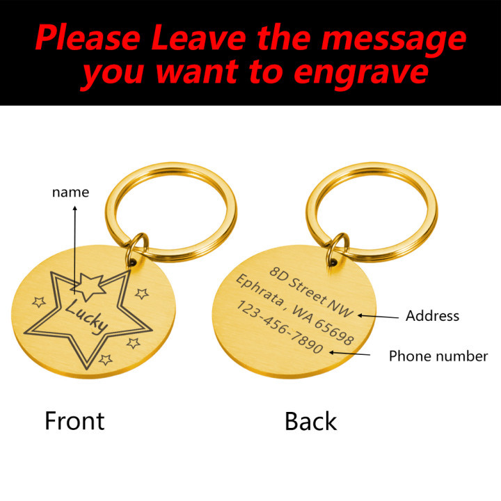 Χαραγμένες ετικέτες σκύλου από ανοξείδωτο ατσάλι για αξεσουάρ για κολάρο κουταβιών γατάκι γατούλας Εξατομικευμένη ετικέτα κατοικίδιων Προσαρμοσμένη πινακίδα ονόματος ετικέτας ταυτότητας σκύλου