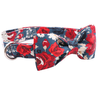 Jedinstveni stil Paws Ogrlica za pse Ogrlica za pse s cvijetom od pamučne tkanine i mašna