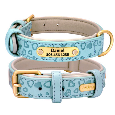 Rhinestone Δερμάτινα κολάρα σκυλιών Εξατομικευμένο κολάρο για σκύλους κατοικίδιων ζώων Προσαρμοσμένη ετικέτα ταυτότητας χαραγμένο όνομα Τηλέφωνο για μικρά μεσαία σκυλιά μπουλντόγκ