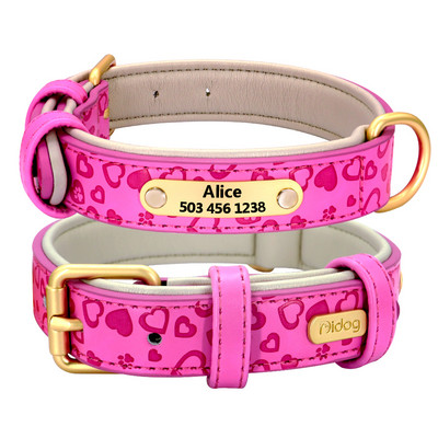 Rhinestone Δερμάτινα κολάρα σκυλιών Εξατομικευμένο κολάρο για σκύλους κατοικίδιων ζώων Προσαρμοσμένη ετικέτα ταυτότητας χαραγμένο όνομα Τηλέφωνο για μικρά μεσαία σκυλιά μπουλντόγκ