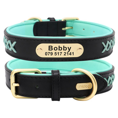 Rhinestone Δερμάτινα κολάρα σκυλιών Εξατομικευμένο κολάρο για σκύλους κατοικίδιων ζώων Προσαρμοσμένη ετικέτα ταυτότητας χαραγμένο όνομα Τηλέφωνο για μικρά μεσαία σκυλιά μπουλντόγκ