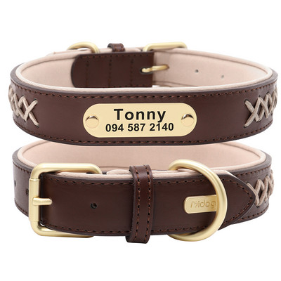 Rhinestone Δερμάτινα κολάρα σκυλιών Εξατομικευμένο κολάρο για σκύλους κατοικίδιων ζώων Προσαρμοσμένη ετικέτα ταυτότητας χαραγμένο όνομα Τηλέφωνο για μικρά μεσαία σκυλιά μπουλντόγκ