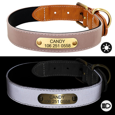 Rhinestone Δερμάτινα κολάρα σκυλιών Εξατομικευμένο κολάρο για σκύλους κατοικίδιων ζώων Προσαρμοσμένη ετικέτα ταυτότητας χαραγμένο όνομα Τηλέφωνο για μικρά μεσαία σκυλιά μπουλντόγκ