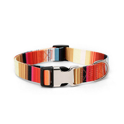 Oznaka za pse s imenom kućnog ljubimca. Personalizirana ogrlica za pse. Besplatna prilagođena ugravirana najlonska ogrlica za plažu s duginim printom za male srednje velike pse