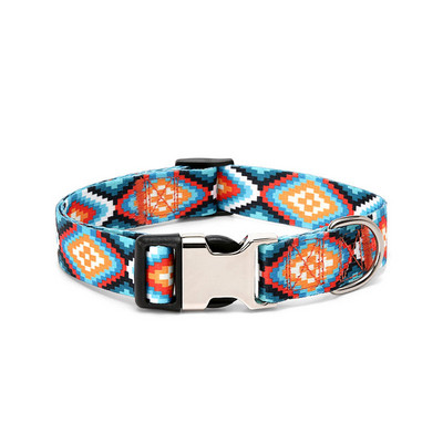 Oznaka za pse s imenom kućnog ljubimca. Personalizirana ogrlica za pse. Besplatna prilagođena ugravirana najlonska ogrlica za plažu s duginim printom za male srednje velike pse