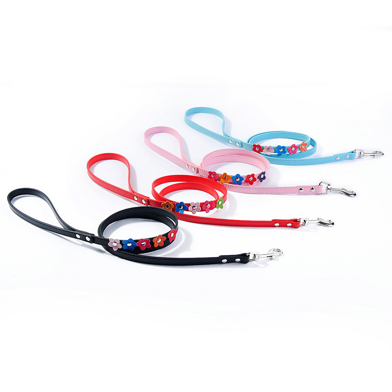 Μικρό λουρί για κολάρο σκύλου για κατοικίδιο ζώο γάτας Δερμάτινα λουλούδια Λουράκι λαιμού οδηγεί σχοινί για το Middle Perro Chihuahua Kawaii Fashion Υψηλής ποιότητας