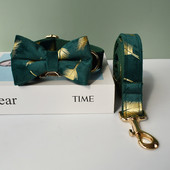 Guler verde, țesătură personalizată de catifea de calitate pentru câini mici, mijlocii mari, piese metalice personalizate, accesoriu pentru animale de companie flannelette25