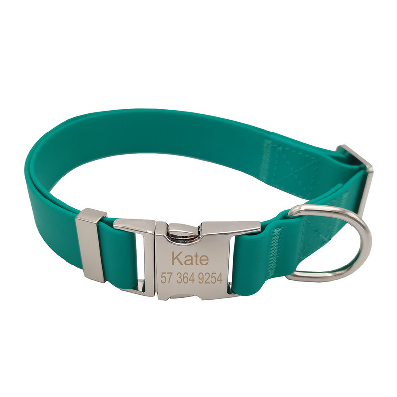 Guler personalizat din silicon pentru animale de companie, PVC, impermeabil, ajustabil, personalizat, cu gravură gratuită, nume și etichetă pentru telefon Accesorii pentru animale de companie