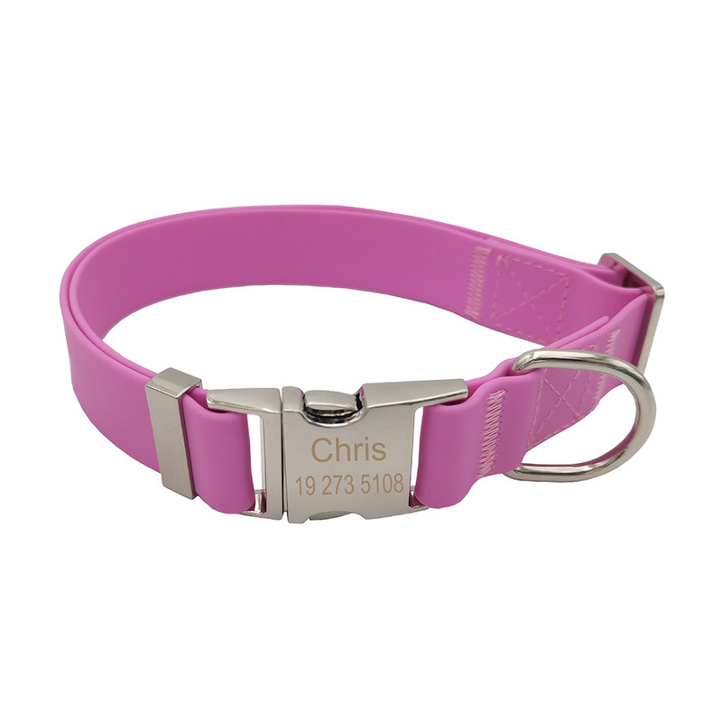 Guler personalizat din silicon pentru animale de companie, PVC, impermeabil, ajustabil, personalizat, cu gravură gratuită, nume și etichetă pentru telefon Accesorii pentru animale de companie