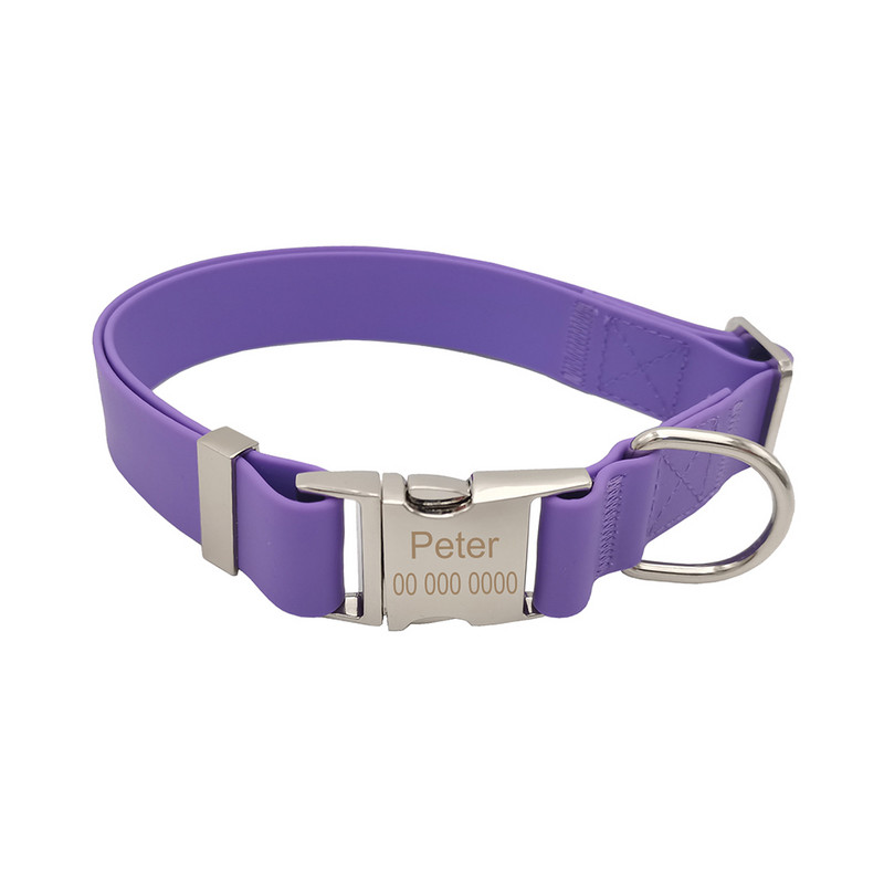 Guler personalizat din silicon pentru animale de companie, PVC, impermeabil, ajustabil, personalizat, cu gravură gratuită, nume și etichetă pentru telefon Accesorii pentru animale de companie