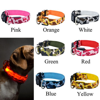 LED нашийник за кучета Светещи продукти за домашни любимци Безопасен камуфлаж Стилно мигащо светещо колие Аксесоари за домашни любимци