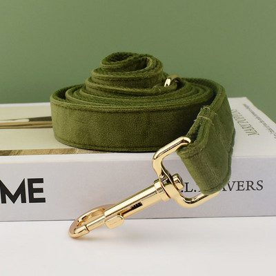 Green Velvet Pet Collar Dog Pitbull German Shepherd American Cocker Spaniel Akitas Medium Large Engrave Name Dog flannelette32