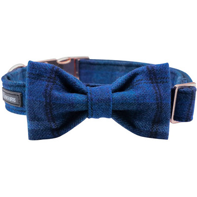 Guler de lână carouri maro Paws în stil unic cu nailon-cald și funde moale Guler de câine pentru câine mare, mijlociu mic