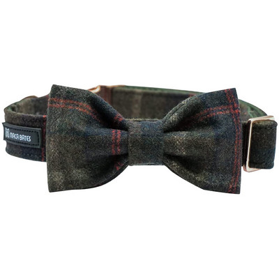 Guler de lână carouri maro Paws în stil unic cu nailon-cald și funde moale Guler de câine pentru câine mare, mijlociu mic