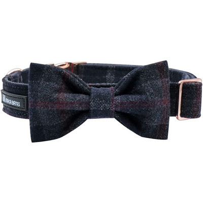 Guler de lână carouri maro Paws în stil unic cu nailon-cald și funde moale Guler de câine pentru câine mare, mijlociu mic