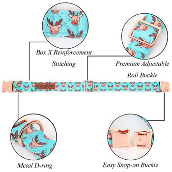 Уникален стил Лапи Персонализиран коледен нашийник за куче с лък Син нашийник за куче с елен Сладко кученце Колие за голямо средно малко куче
