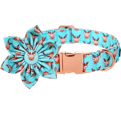 Guler de câine de Crăciun personalizat cu labele în stil unic cu fundă Guler de câine cerb albastru Colier drăguț pentru cățeluș pentru câine mare, mijlociu mic