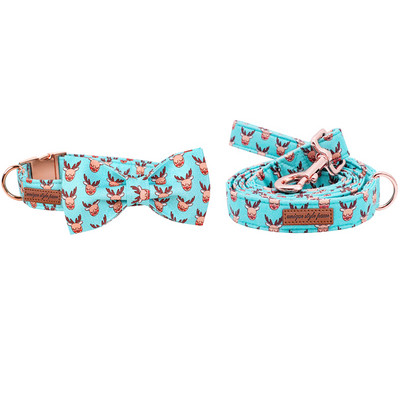 Guler de câine de Crăciun personalizat cu labele în stil unic cu fundă Guler de câine cerb albastru Colier drăguț pentru cățeluș pentru câine mare, mijlociu mic