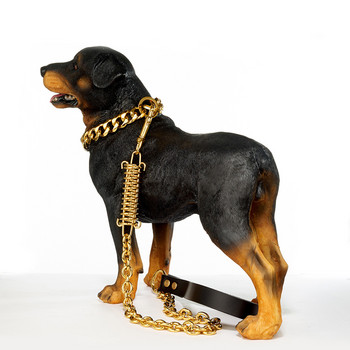 Χρυσό λουρί από ανοξείδωτο χάλυβα για σκύλους έλξης με σχοινί έλξης για σκύλους Pitbull Doberman Bully