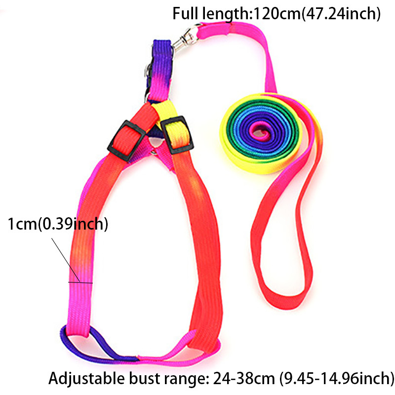 Ρυθμιζόμενο λουρί Rainbow Small Pet Dog Nylon Πολύχρωμα λουριά για κουτάβι Walk Out Κολάρο γιλέκου με λουράκι χεριών για σκύλους γάτες
