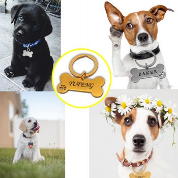 Анти-изгубен персонализиран етикет за самоличност на домашен любимец, нашийник за куче, лазерно гравирано лого, етикет за самоличност на домашен любимец, висулка, кученце, аксесоари за домашни любимци